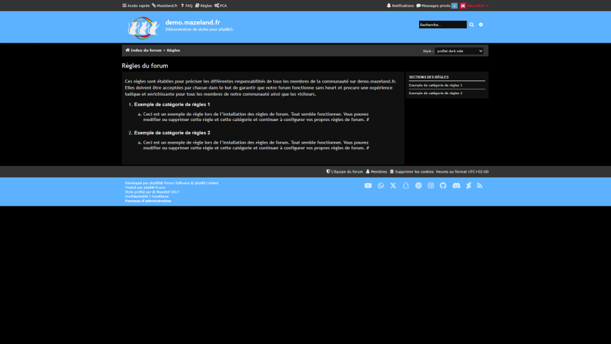 extension Board Rules 3.0.1 pour le style proflat dark side 1.3.16 pour phpBB